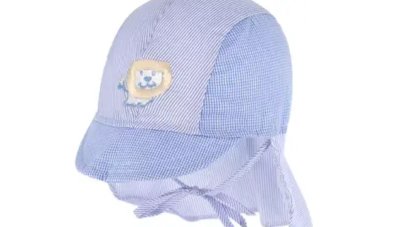 Stoffkappe Stickerei mit Nackenschutz und Band