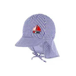 Stoffkappe 6-Panel kariert mit Nackenschutz und Band