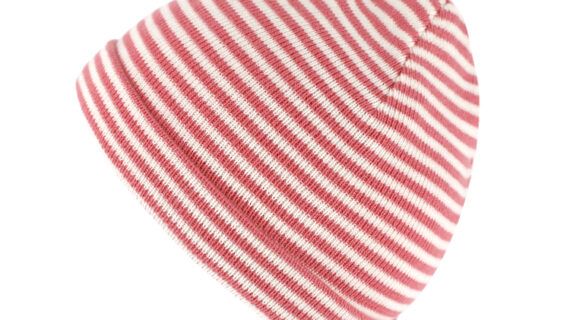 Kinder Strickmütze mit Umschlag Baumwolle zweifarbig GOTS