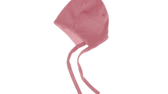 Kinder-Strickmütze Baumwolle uni mit Band GOTS