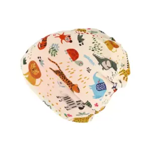 Kinder Stoffmütze Beanie Jersey Safariprint wendbar