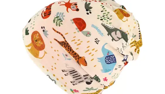 Kinder Stoffmütze Beanie Jersey Safariprint wendbar