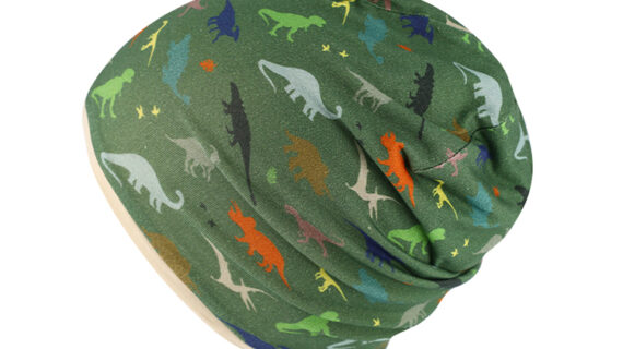 Kinder Stoffmütze Beanie Jersey Dinoprint wendbar