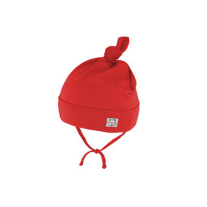 Kinder Stoffmütze Jersey uni mit Band und Knoten GOTS