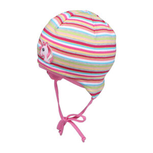 Kinder Stoffmütze Jersey Einhorn mit Band