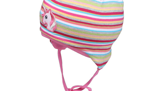 Kinder Stoffmütze Jersey Einhorn mit Band