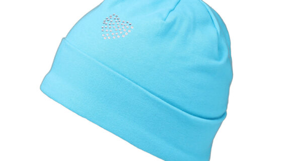 Kinder Stoffmütze Beanie Jersey uni mit Glitzerherz