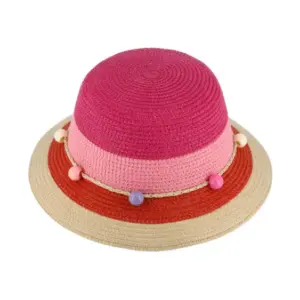 Kinderhut Glocke vierfarbig Perlenband