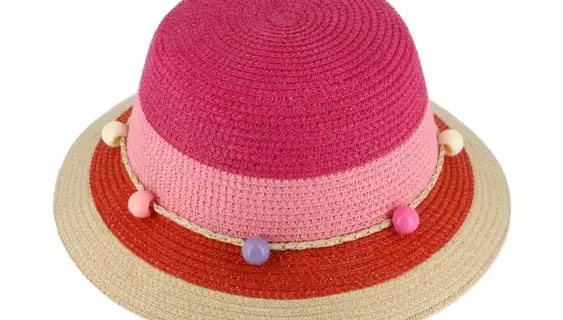 Kinderhut Glocke vierfarbig Perlenband