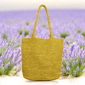 Tasche Raffiastroh melange mit Innentasche und Knopf