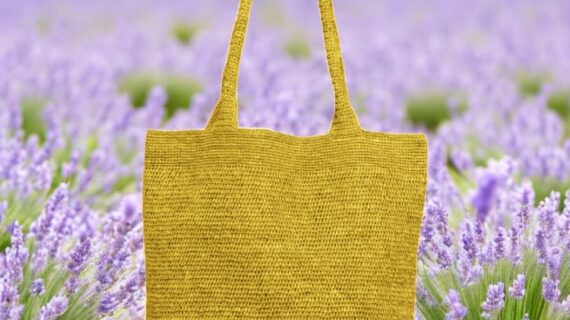 Tasche Raffiastroh melange mit Innentasche und Knopf