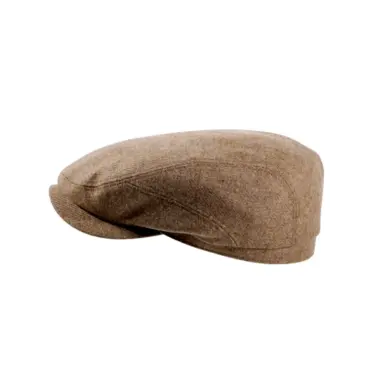 Jeans und Anthrazit|Schiebermütze Clay aus Merino Wolle mit Fischgrätmuster in Camel