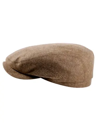 Jeans und Anthrazit|Schiebermütze Clay aus Merino Wolle mit Fischgrätmuster in Camel