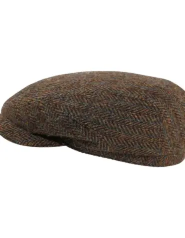 Schiebermütze Clay Harris Tweed braun  Handarbeit Risa