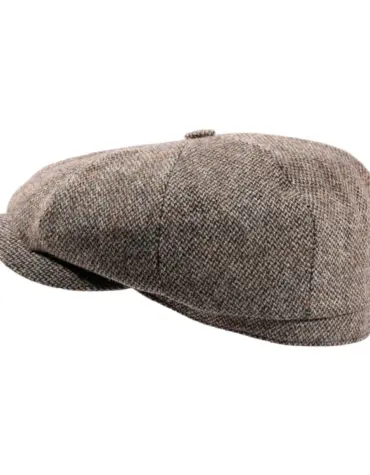 Paperboy-Mütze aus Wolle braun  Handarbeit Risa