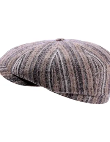 Paperboy-Mütze Shelby Wolle & Seide beige gestreift