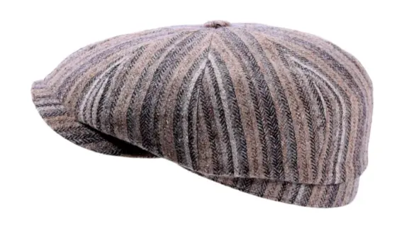 Paperboy-Mütze Shelby Wolle & Seide beige gestreift