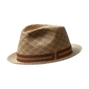 Playerhut aus Panama & Stroh mit Rebsband Cognac/Beige|||