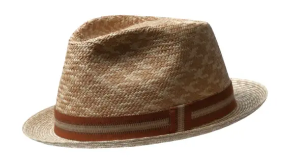 Playerhut aus Panama & Stroh mit Rebsband Cognac/Beige|||