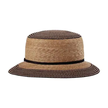 Cloche Strohhut für Damen mit farbigen Streifen  Handgefertigt in der Schweiz