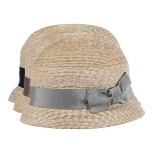 Damen Strohhut Cloche aus Weizenstroh mit breitem Rebsband|Damen Strohhut Cloche aus Weizenstroh mit breitem Rebsband|Damen Strohhut Cloche aus Weizenstroh mit breitem Rebsband|Damen Strohhut Cloche aus Weizenstroh mit breitem Rebsband