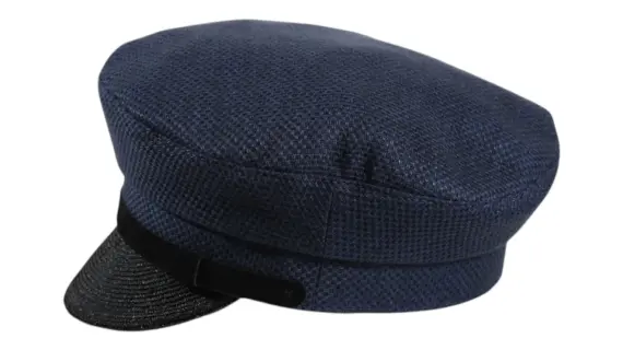 Schwarze Schirmmütze aus Baumwolle und Stroh mit Lederband