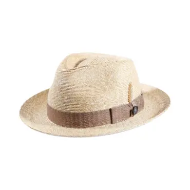 Fedora Strohhut natur mit Leinenband