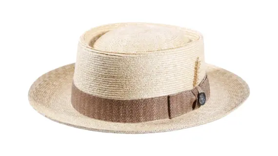 Fedora Strohhut natur mit niedriger Krone und Leinenband