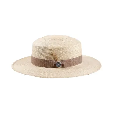 Cloche Strohhut natur mit Leinenband und Strohdetail