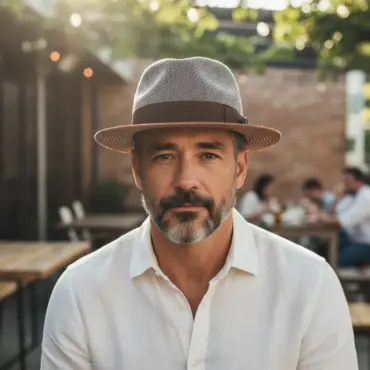 Trilby Virgin Wool & Straw Gold mit nougatfarbenem Rebs-Hutband von Risa