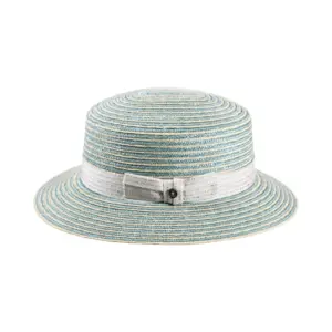 Cloche Strohhut Bicolor natur und gletscherfarben