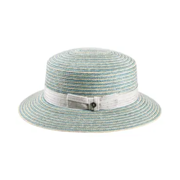 Cloche Strohhut Bicolor natur und gletscherfarben