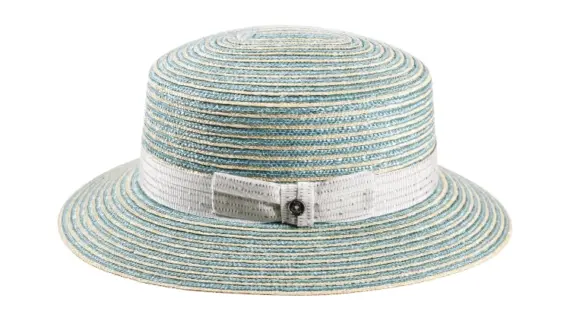 Cloche Strohhut Bicolor natur und gletscherfarben