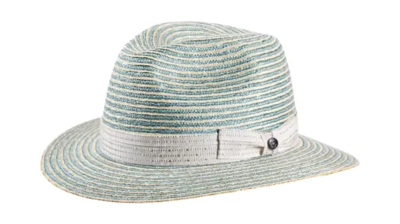 Fedora Traveler Strohhut Bicolor natur und gletscherfarben