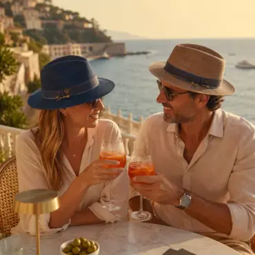 Fedora Hanf Authentic aus 100% Hanf in Marine und Nougat mit Baumwollband, Strohagrement, linker Traverse und ikonischem Risa-Knopf
