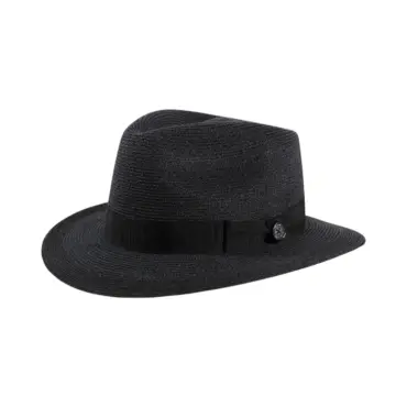 Schwarzer Fedora Traveler Hanf «Ligne Noire» von Risa