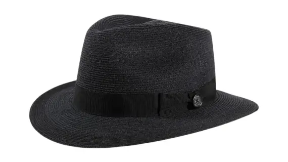 Schwarzer Fedora Traveler Hanf «Ligne Noire» von Risa