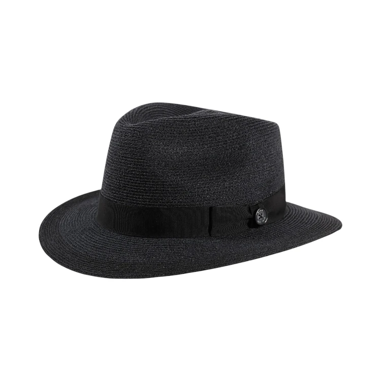 Schwarzer Fedora Traveler Hanf «Ligne Noire» von Risa