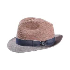 Trilby Hanf & Leinen Fischgrat von Risa in Mittelbeige mit Jeanslook-Band