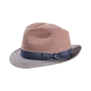 Trilby Hanf & Leinen Fischgrat von Risa in Mittelbeige mit Jeanslook-Band