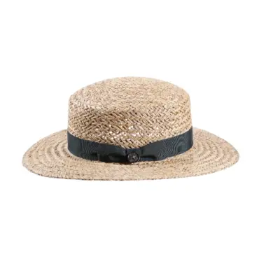Cloche Marokko Strohhut Natur von Risa Schweiz mit petrolfarbenem Rebs-Hutband