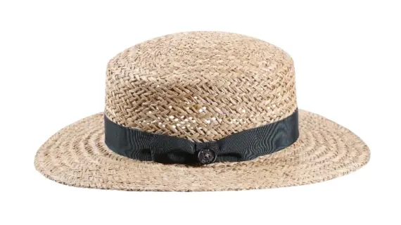 Cloche Marokko Strohhut Natur von Risa Schweiz mit petrolfarbenem Rebs-Hutband