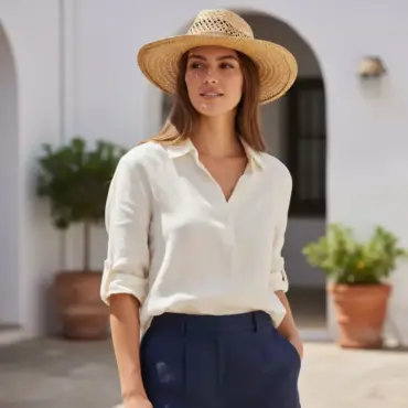 Fedora Straw-Breeze Natur Strohhut mit breiter Krempe von Risa