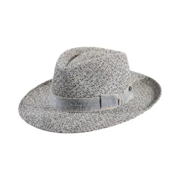 Fedora Bogart Panama Trois Couleurs von Risa in Natur Hellblau Dunkelblau mit Leinenband Ciel