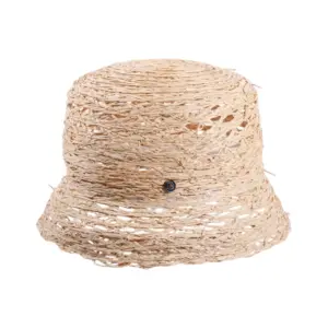 Bucket Hut aus Raffia natur mit offener Flechtstruktur