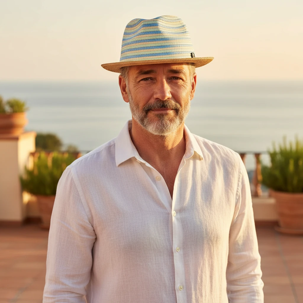 Trilby Pastel Summer aus Weizenstroh in Ciel und Natur