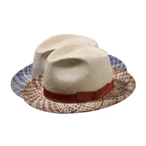 Bogart Panama gesprenkelter Rand navy oder mittelbraun mit Hutband aus Rebs.