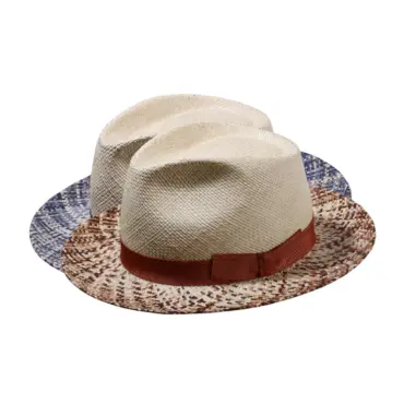 Bogart Panama gesprenkelter Rand navy oder mittelbraun mit Hutband aus Rebs.