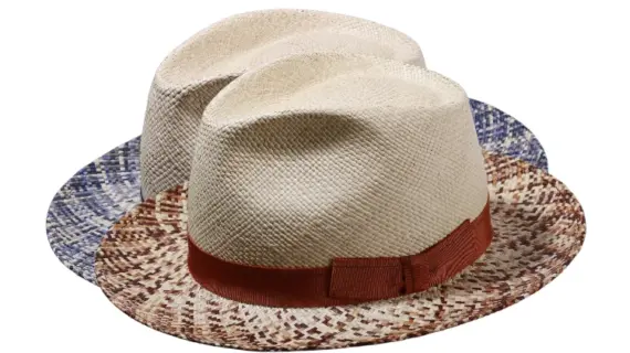 Bogart Panama gesprenkelter Rand navy oder mittelbraun mit Hutband aus Rebs.