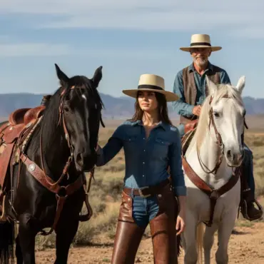 Frau und Mann mit Buckarro Panamahut auf Westernranch